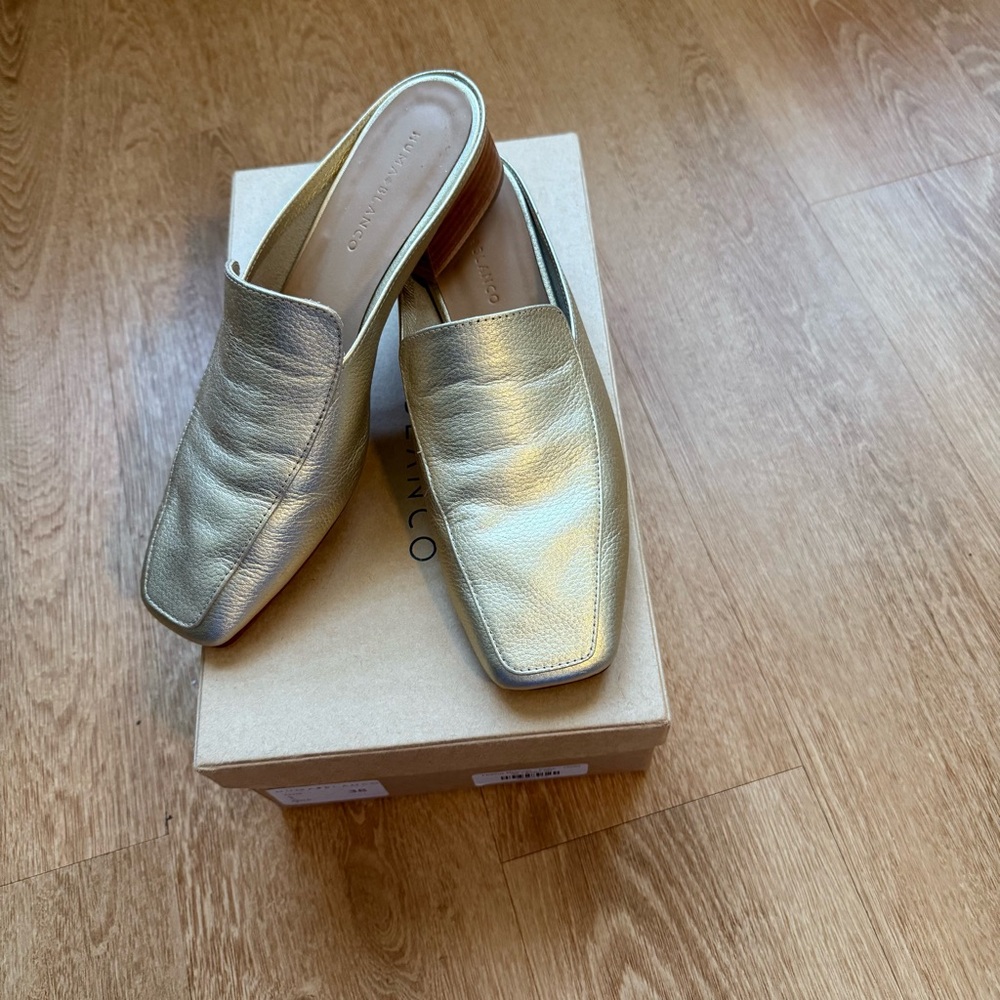 HUMA BLANCO FÉLIX GOLD MULES SIZE 7.5 (38) - Picture 3 of 7